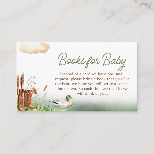 Carte D'accompagnement Baby shower de chasse au canard de Mallard Livres  (Devant)