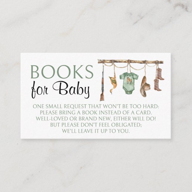 Carte D'accompagnement Baby shower de chasse au canard Livres pour bébé (Devant)
