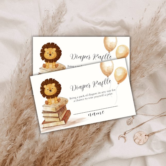 Carte D'accompagnement Baby shower de chiche à balloon de Boho Wild Lion (Boho Wild Lion Balloon Diaper Raffle Baby Shower Enclosure Card)