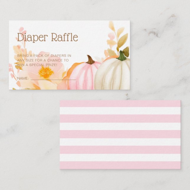 Carte D'accompagnement Baby shower de chute rose Citrouille  de couche Ra (Devant / Derrière)