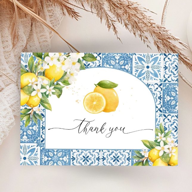 Carte D'accompagnement Baby shower de citron méditerranéen Merci plat (Créateur téléchargé)