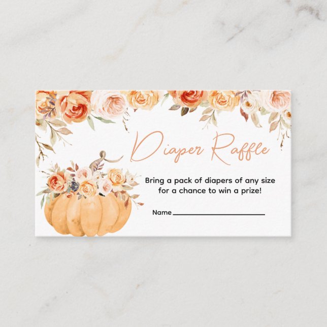 Carte D'accompagnement Baby shower de Citrouille Floral Orange Raffin de  (Devant)