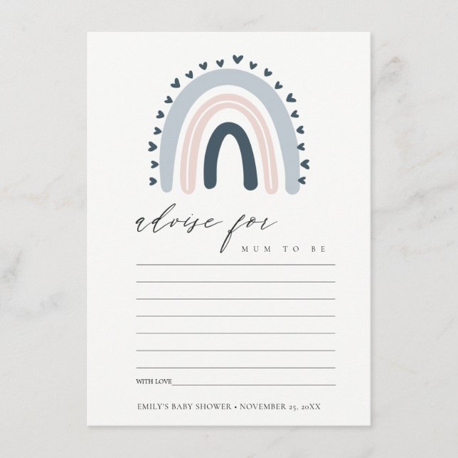 CARTE D'ACCOMPAGNEMENT BABY SHOWER DE CONSEIL EN COEUR BLEU BLEU CUIT COE (Devant)