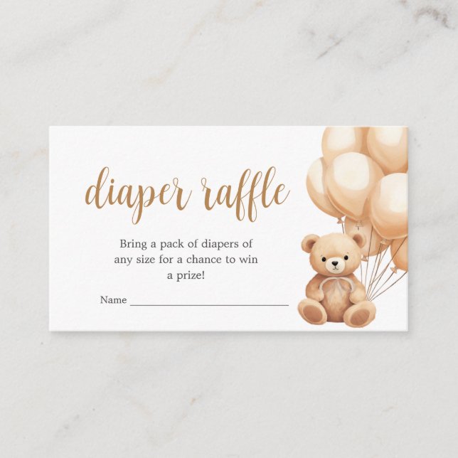 Carte D'accompagnement Baby shower de couche de  à ballon Brown de l'ours (Devant)