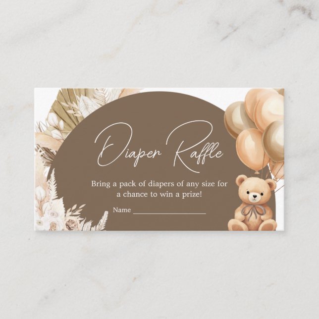 Carte D'accompagnement Baby shower de couche de  de l'ours de Boho Brown (Devant)
