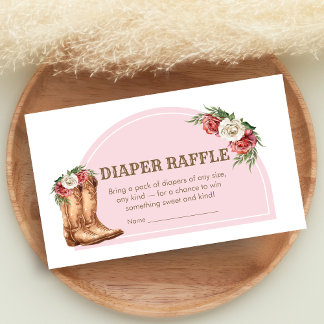 Carte D'accompagnement Baby Shower de Cowgirl - Tirage au sort des couche