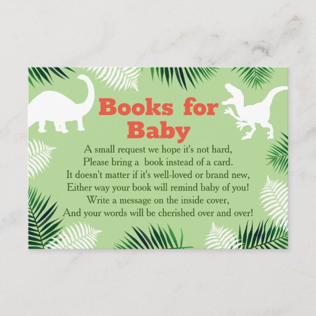 Carte D'accompagnement Baby shower de demande de carnet de route Dinosaur (Devant)