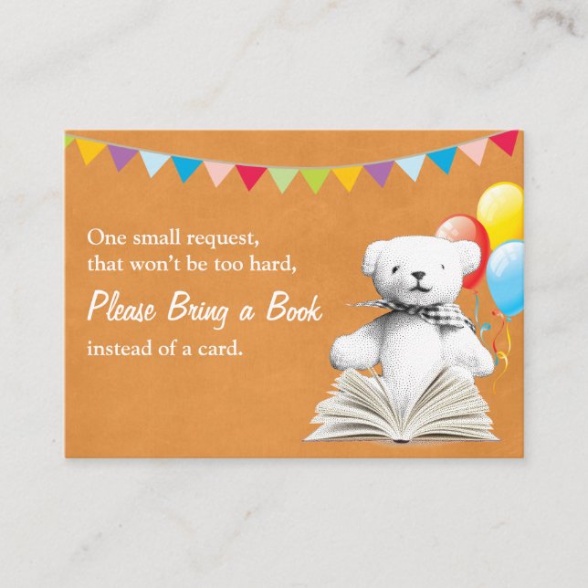 Carte D'accompagnement Baby shower de demande de carnet d'ours en peluche (Devant)