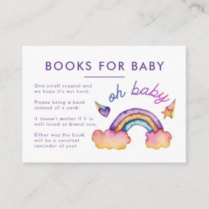 Carte D'accompagnement Baby shower de demande de livre d'arc-en-ciel