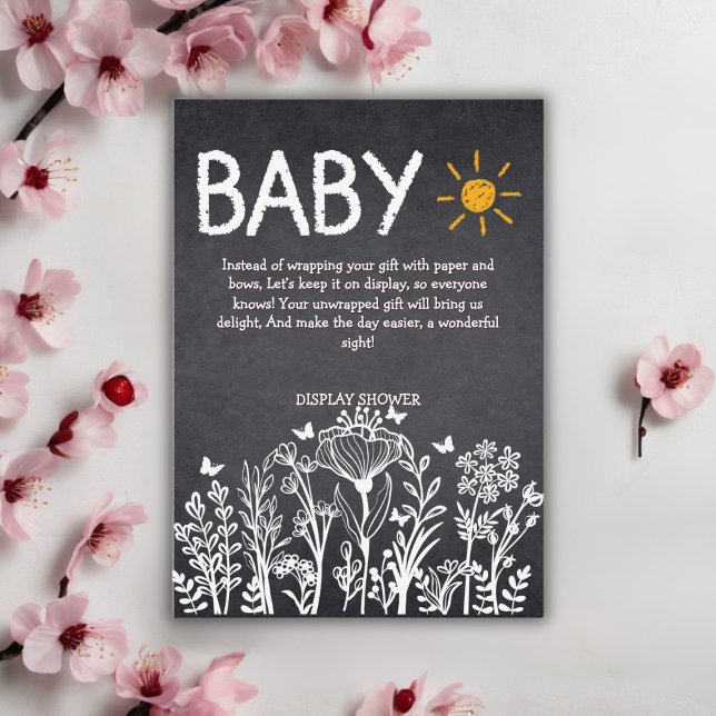 Carte D'accompagnement Baby shower de dessin Chalkboard Baby Spring (Créateur téléchargé)