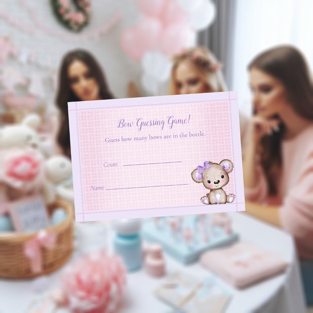 Carte D'accompagnement Baby shower de devinette mignonne ours pourpre jeu (Créateur téléchargé)
