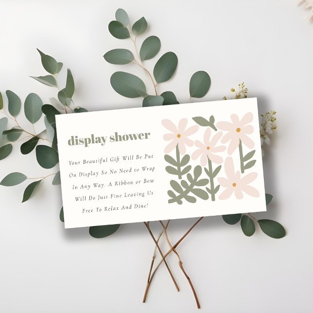 Carte D'accompagnement Baby shower de douche à écran floral rétro (Créateur téléchargé)