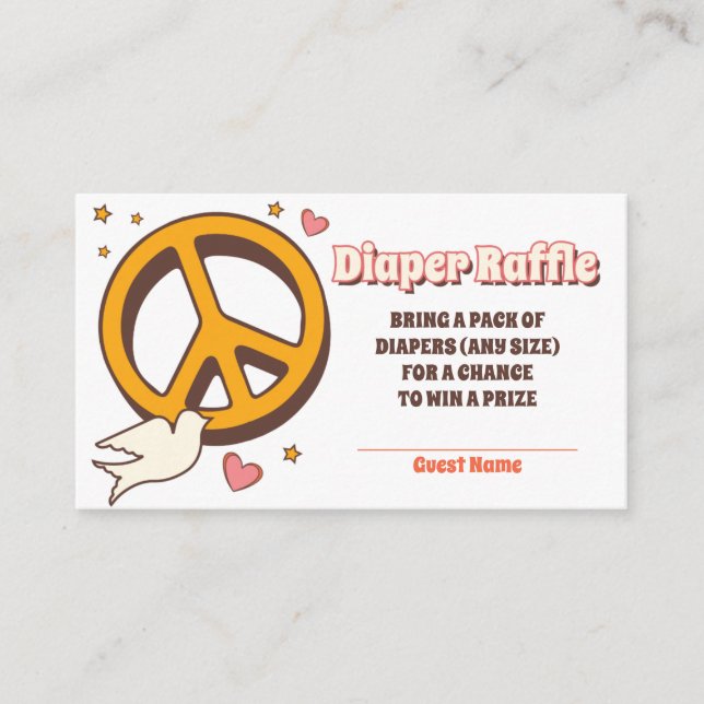 Carte D'accompagnement baby shower de fête hippie des années 60 - Déchets (Devant)