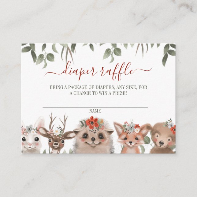 Carte D'accompagnement Baby shower de feuillage de feuillage de bois (Devant)