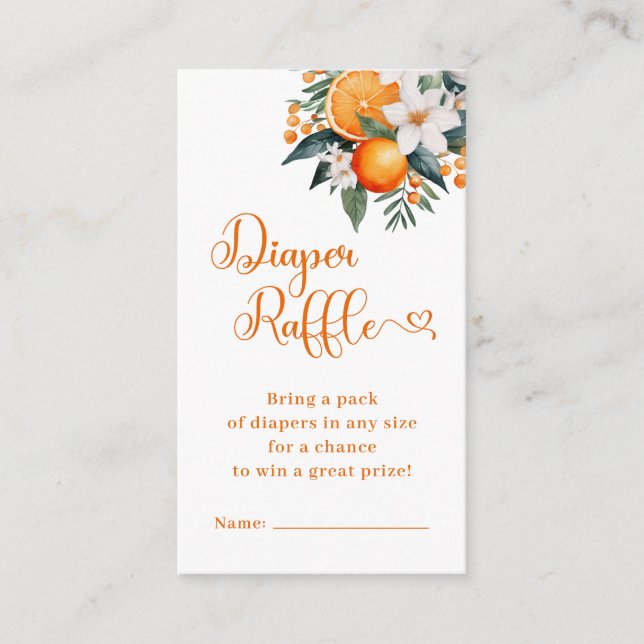 Carte D'accompagnement Baby shower de fille au chapeau d'agrumes orange (Devant)