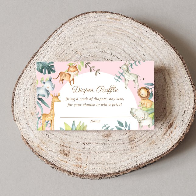 Carte D'accompagnement Baby shower de fille boho safari animaux tombole (Créateur téléchargé)