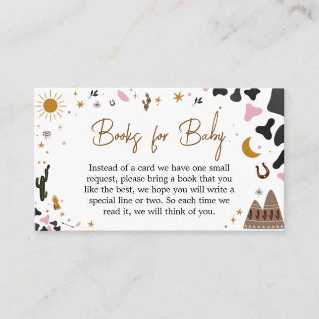 Carte D'accompagnement Baby shower de fille rose de l'Ouest Livres pour b (Devant)