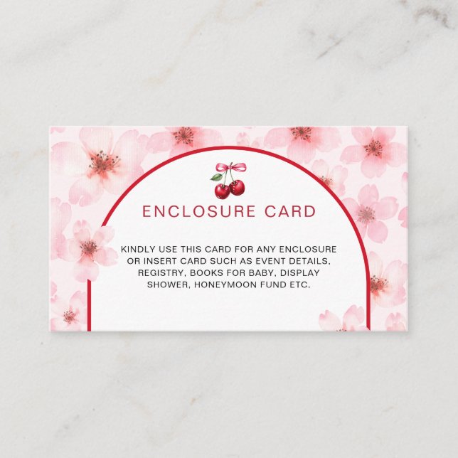 Carte D'accompagnement Baby shower de fleurs de cerisiers roses (Devant)