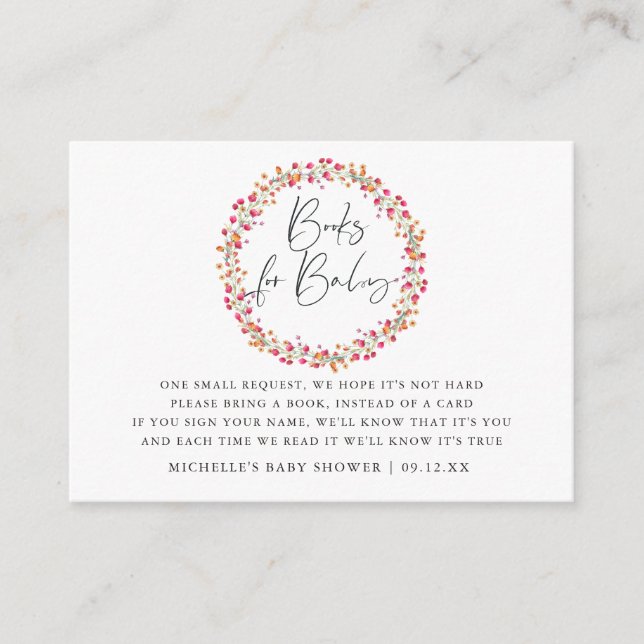 Carte D'accompagnement Baby shower de fleurs sauvages d'Aquarelle Demande (Devant)