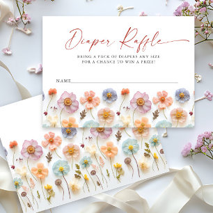 Carte D'accompagnement Baby Shower de Fleurs Sauvages Rose Pâle Tirage au