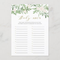 Baby shower de fleurs vertes et blanches ABC Jeu