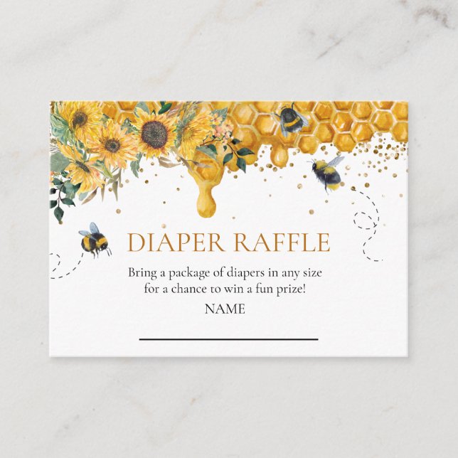 Carte D'accompagnement Baby shower de frai de couches Aquarelle d'abeille (Devant)