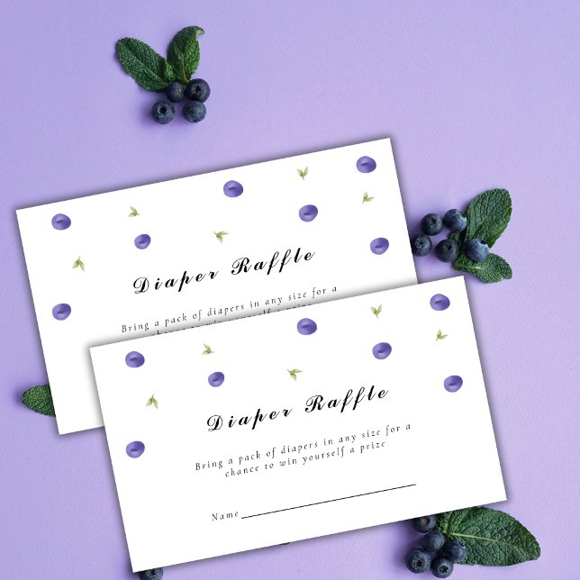 Carte D'accompagnement Baby shower de fraise de framboise d'été (Summer Blueberry Fruit Diaper Raffle Baby Shower Enclosure Card)