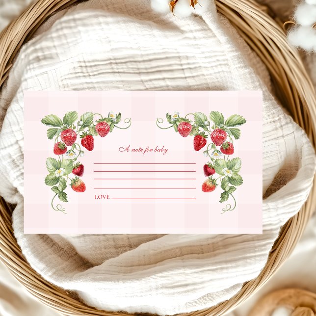 Carte D'accompagnement Baby shower de fraise sucrée Note pour bébé (Créateur téléchargé)