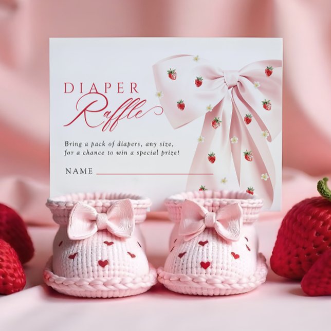 Carte D'accompagnement Baby shower de fraises de la chaume rose Raffin de (Créateur téléchargé)