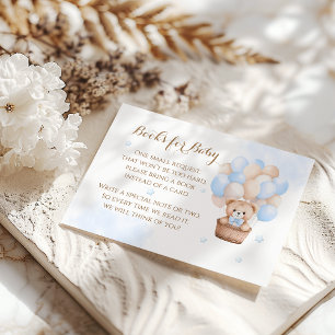 Carte D'accompagnement Baby shower de garçon Bleu Ours Teddy