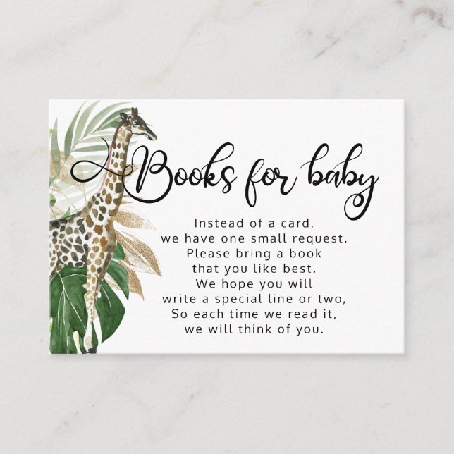 Carte D'accompagnement Baby shower de Giraffe Safari Tropical Demande (Devant)