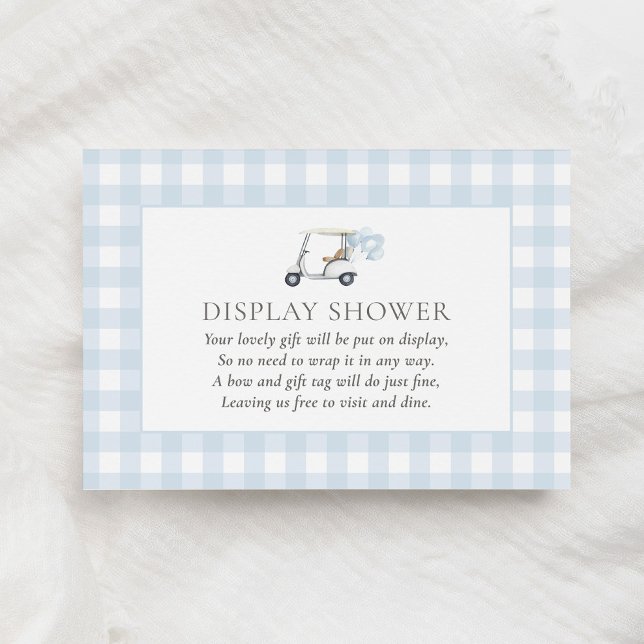 Carte D'accompagnement Baby shower de golf Blue En vichy avec douche (Créateur téléchargé)