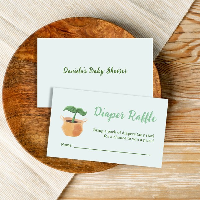 Carte D'accompagnement Baby shower de jardin Little Sprout Diaper (Little Sprout Diaper Raffle Garden Baby Shower Enclosure Card)