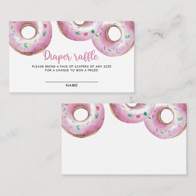 Carte D'accompagnement Baby shower de jeu de tombola de Donut rose (Devant / Derrière)