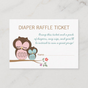 Carte D'accompagnement Baby shower de la Chouette Turquoise Raffle Insére