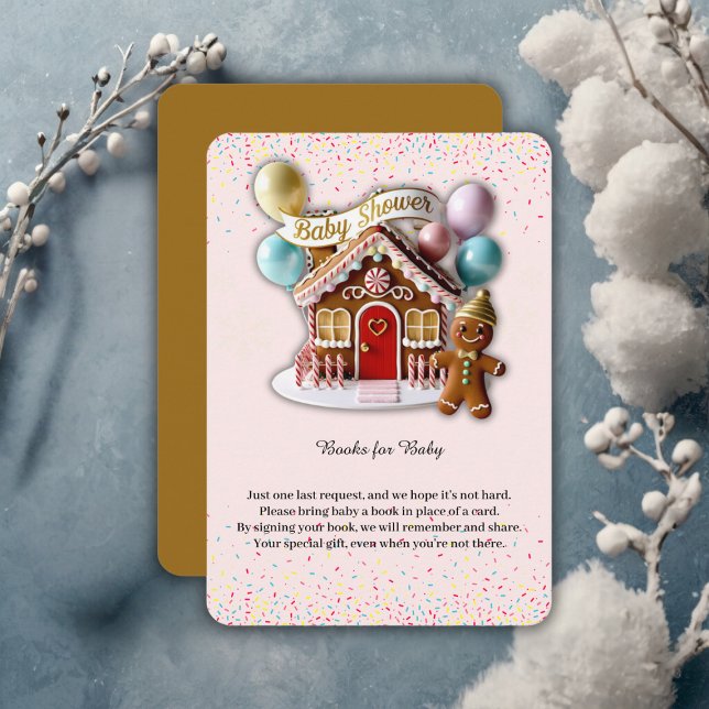 Carte D'accompagnement Baby shower de la maison en pain d'épice d'or (Créateur téléchargé)