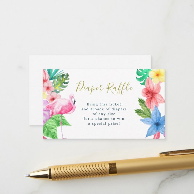 Carte D'accompagnement Baby shower de la tombola tropicale luau (Devant/Arrière en situation)