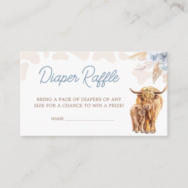 Carte D'accompagnement Baby shower de la vache Blue Highland Raffin (Devant)