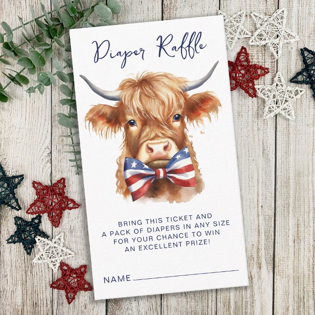 Carte D'accompagnement Baby shower de la vache des Highlands Patriotic (Créateur téléchargé)