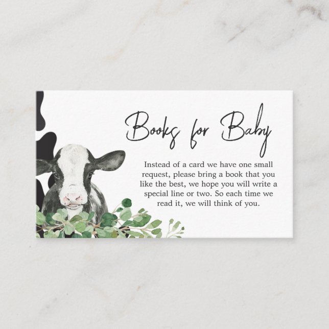 Carte D'accompagnement Baby shower de la Vache Sainte verte Livres pour b (Devant)