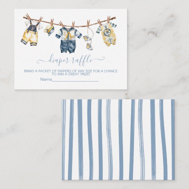 Carte D'accompagnement Baby shower de la voile Clothesline Déchets Raffle (Devant / Derrière)