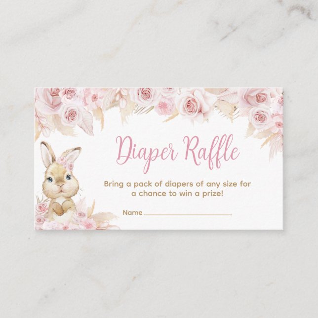 Carte D'accompagnement Baby shower de lapin de Boho rose, chapeau (Devant)