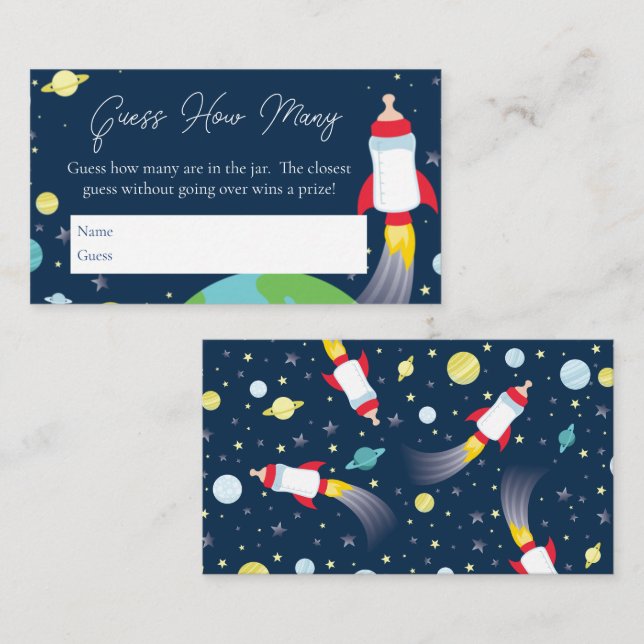 Carte D'accompagnement Baby shower De L'Espace Externe Devinez Combien De (Devant / Derrière)