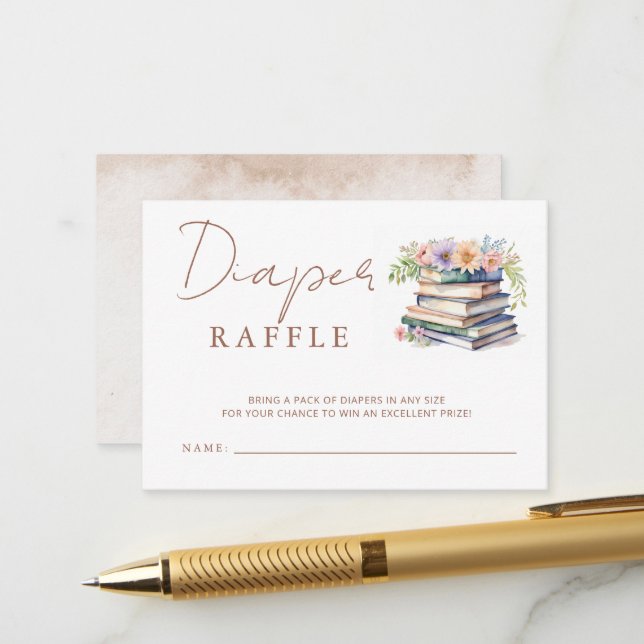 Carte D'accompagnement Baby shower de livre d'histoire Déchets Raffle (Devant/Arrière en situation)