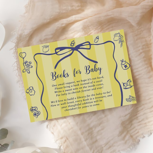 Carte D'accompagnement Baby shower de livres illustrés Jaune rétro (Créateur téléchargé)