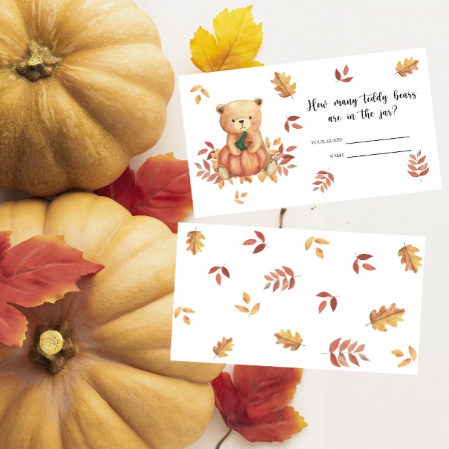 Carte D'accompagnement Baby shower de l'ours d'automne - devinez combien  (Créateur téléchargé)