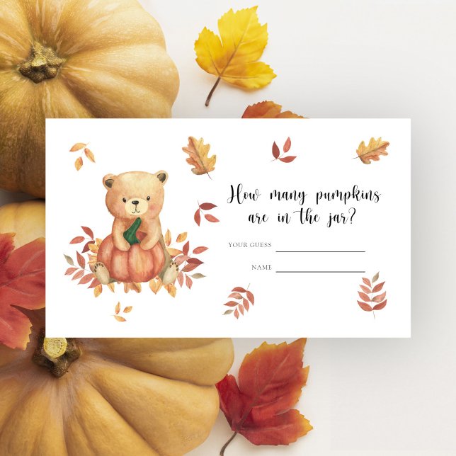 Carte D'accompagnement Baby shower de l'ours d'automne - devinez combien  (Créateur téléchargé)