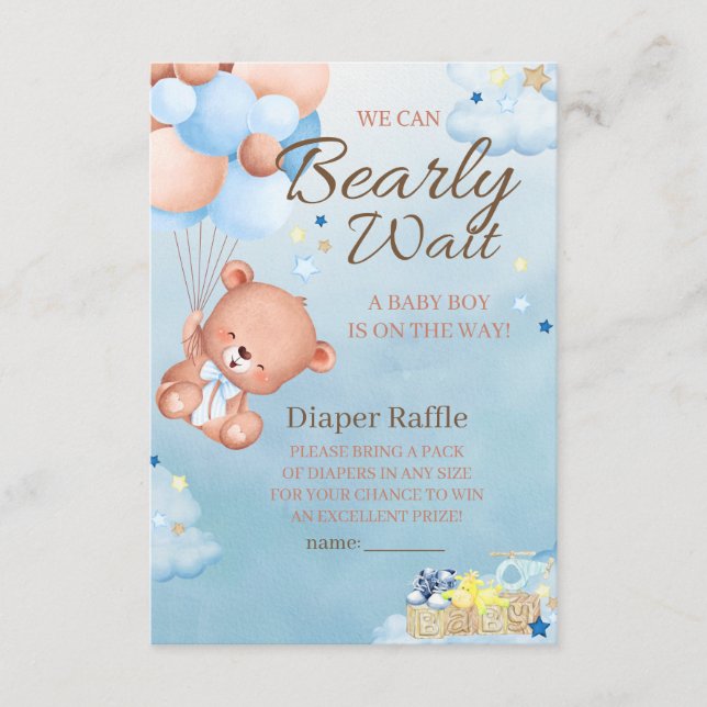 Carte D'accompagnement Baby shower de l'ours Déchets de couches (Devant)