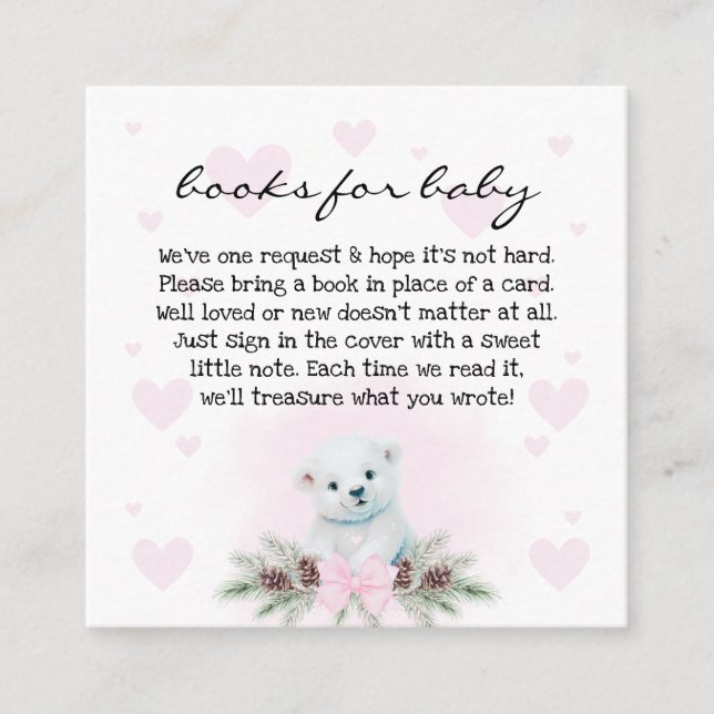 Carte D'accompagnement Baby shower de l'ours polaire Livres pour bébé dem (Devant)