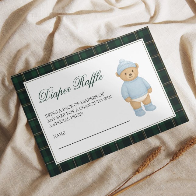 Carte D'accompagnement Baby shower de l'ours preppy Raffle de couche (Créateur téléchargé)